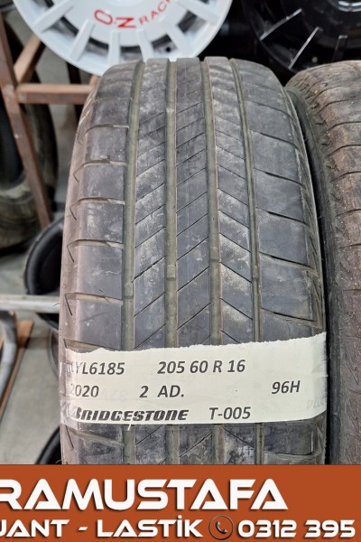 205 60 R 16 BRIDGESTONE T005 96H * 2020 * 2 ADET * CYL6185