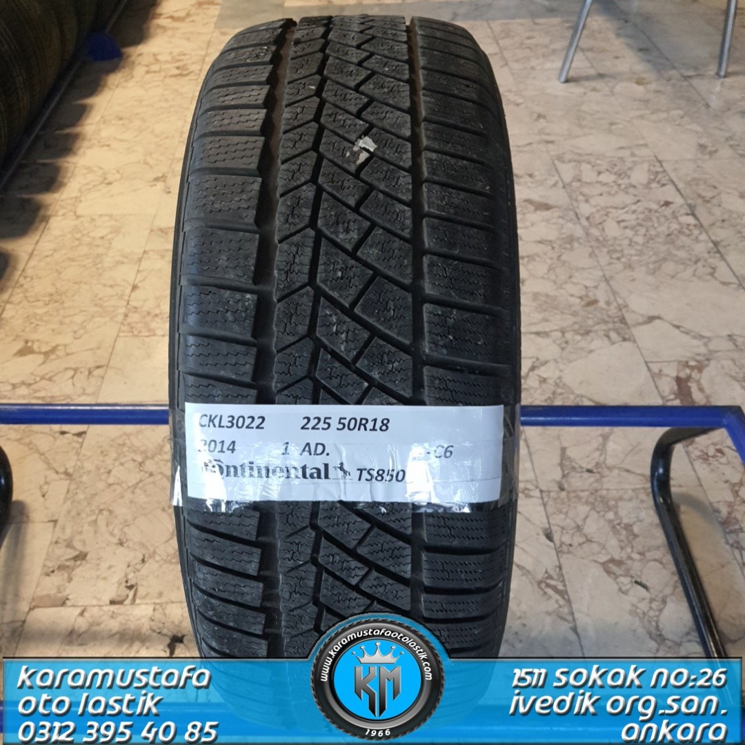 225 50 R 18 CONTINENTAL TS850 RFT  * 2014 * 1 ADET * CKL3022