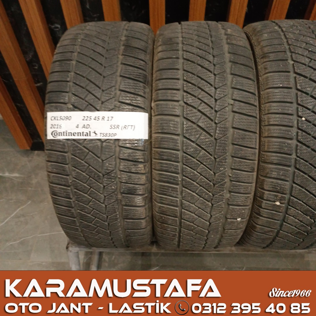 225 45 R 17 CONTINENTAL TS830P SSR RFT * 2016 * 4 ADET * CKL5090