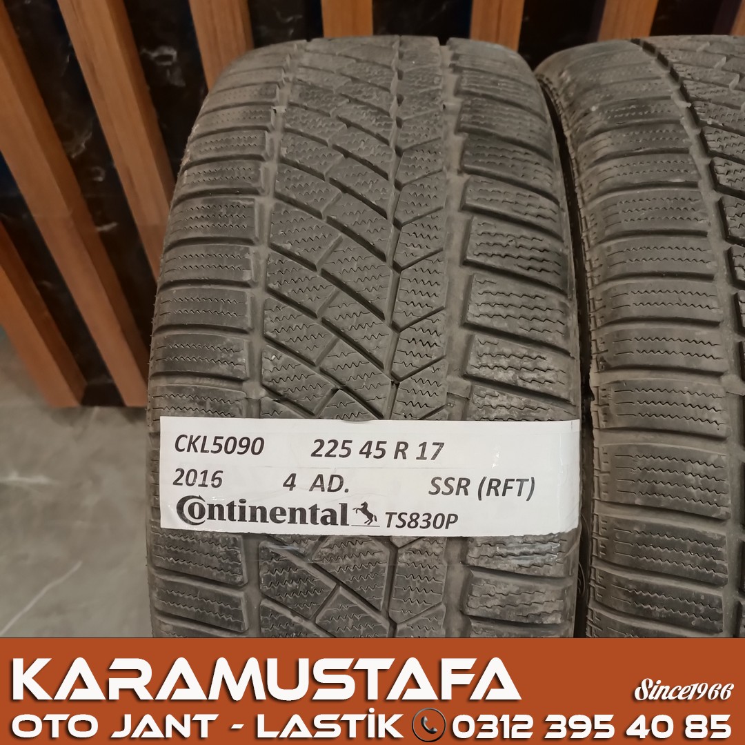 225 45 R 17 CONTINENTAL TS830P SSR RFT * 2016 * 4 ADET * CKL5090