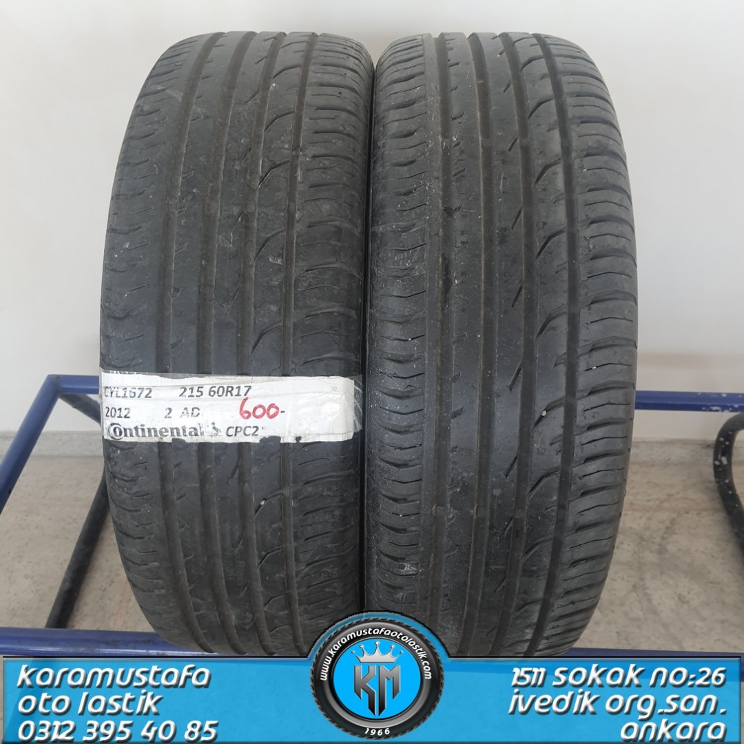 215 60 R 17 CONTINENTAL CPC2 96H * 2012 * 2 ADET * CYL1672