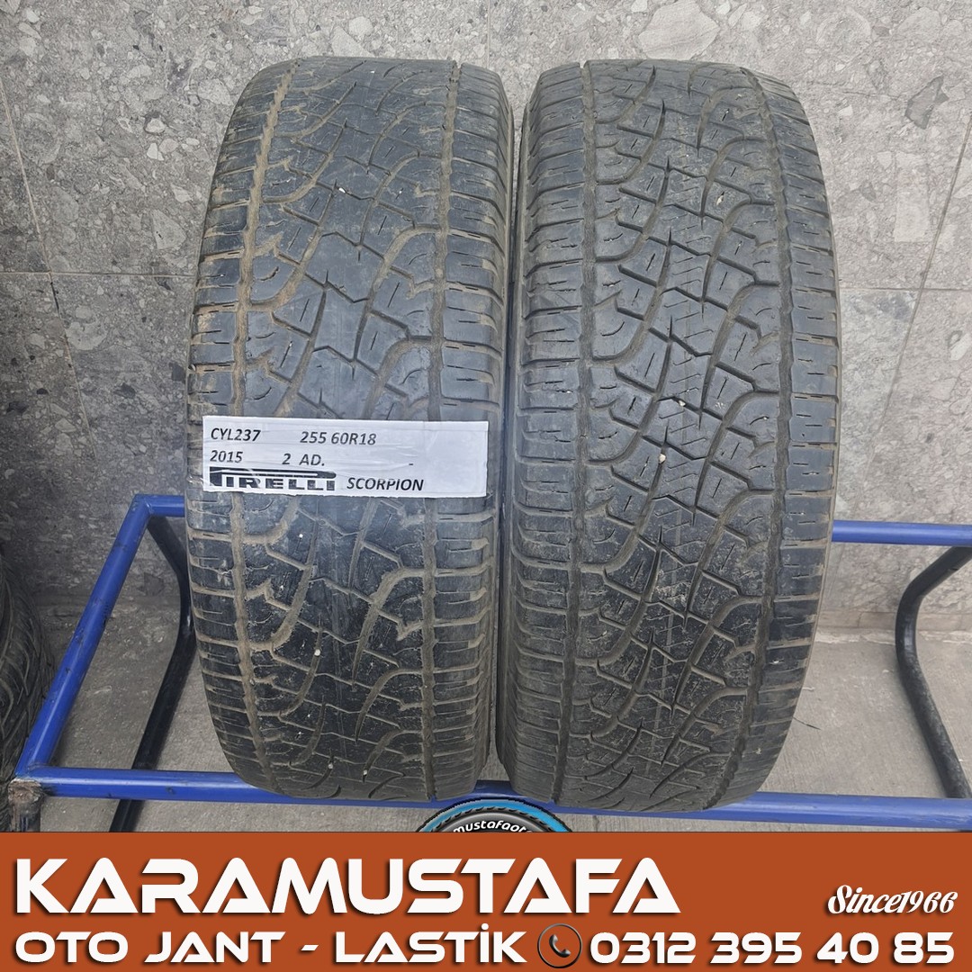 255 60 R 18 PIRELLI SCORPION * 2015 * 2 ADET * CYL237
