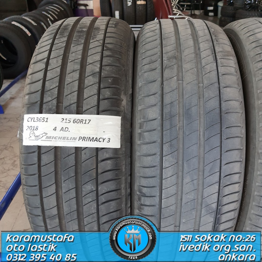 215 60 R 17 MICHELIN PRIMACY3 * 2018 * 4 ADET * CYL3651
