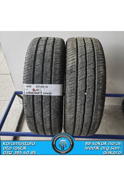 215 65 R 16 CONTINENTAL VANCO2 109R * 2017 * 2 ADET * CYL4938 **