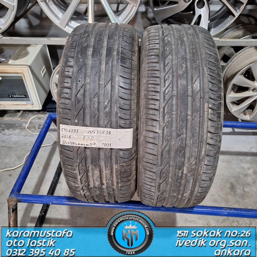 205 55 R 16 BRIDGESTONE T001 91V * 2016 * 2 ADET * CYL5193