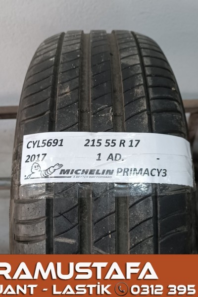 215 55 R 17 MICHELIN PRIMACY3 94V * 2017 * 1 ADET * CYL5691**