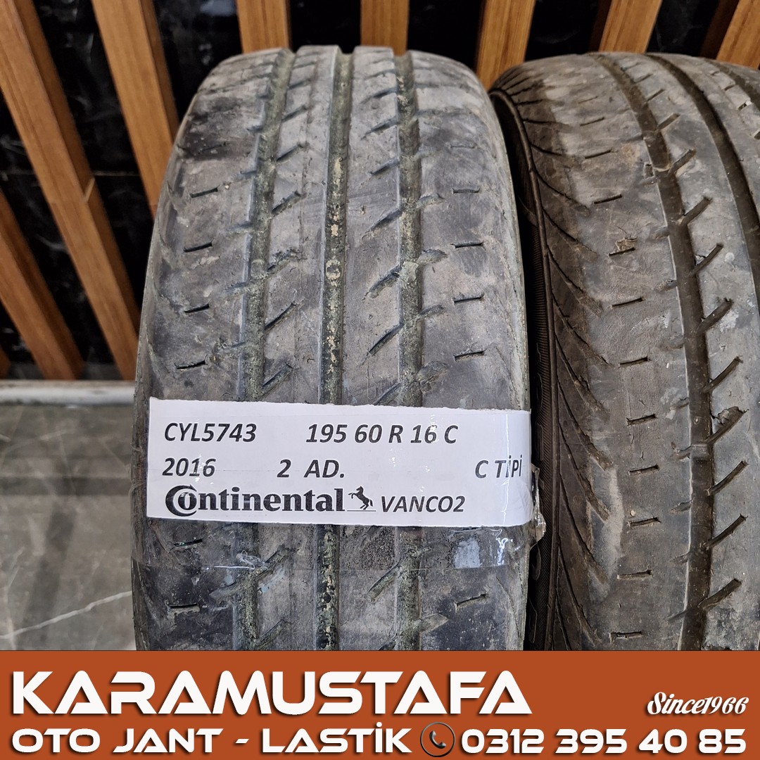 195 60 R 16 CONTINENTAL VANCO2 99H * 2016 * 2 ADET * CYL5743