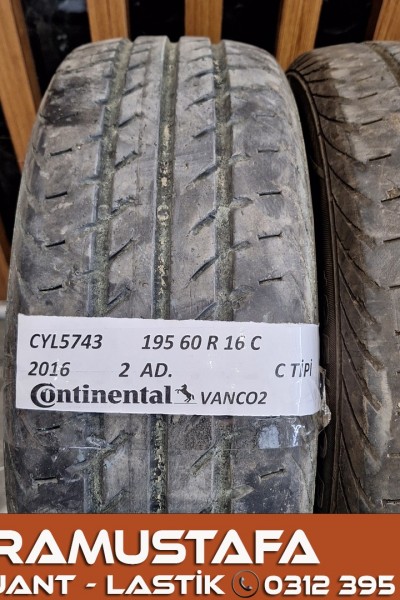 195 60 R 16 CONTINENTAL VANCO2 99H * 2016 * 2 ADET * CYL5743 **